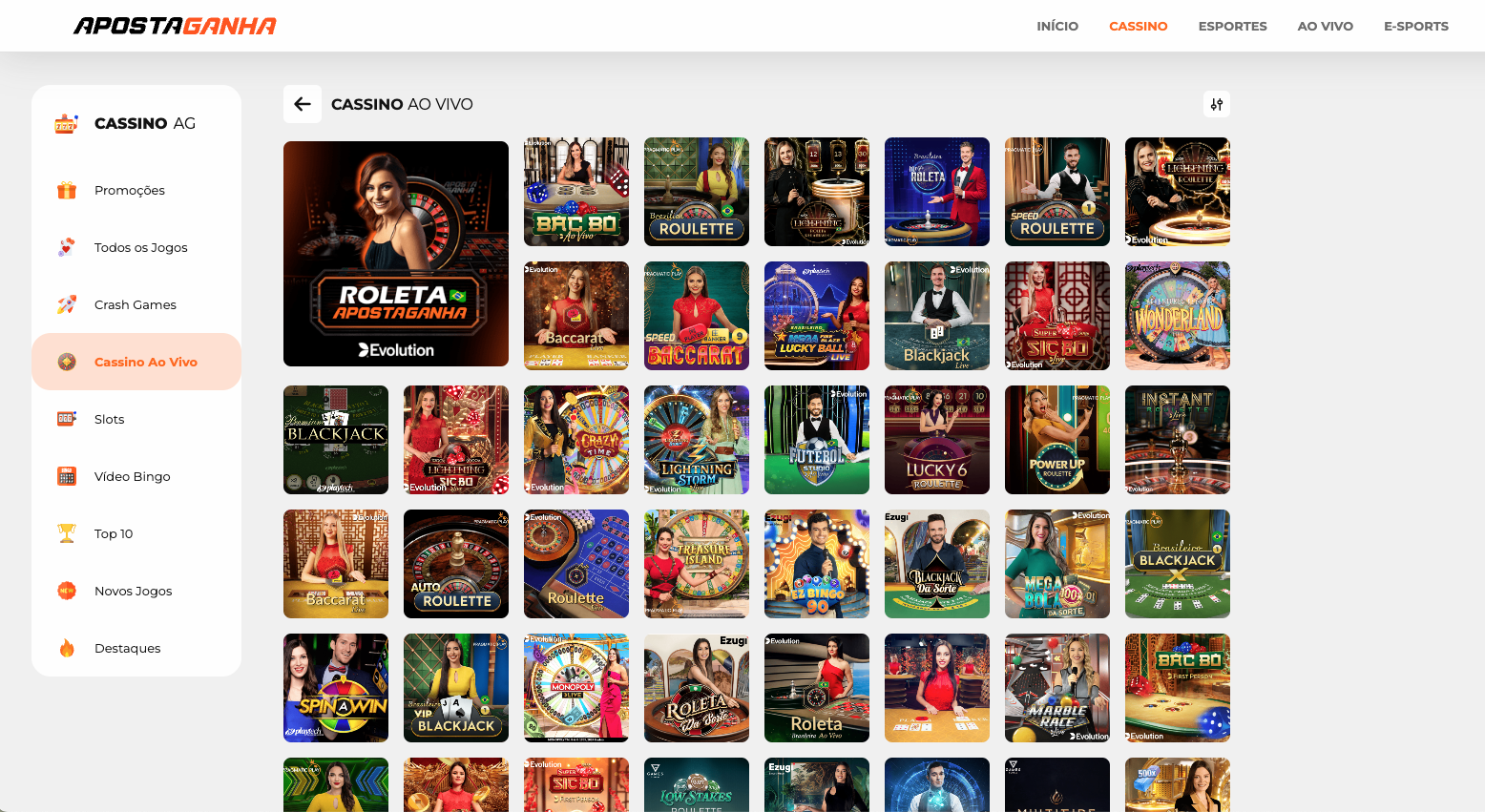 Aposta Ganha cassino ao vivo