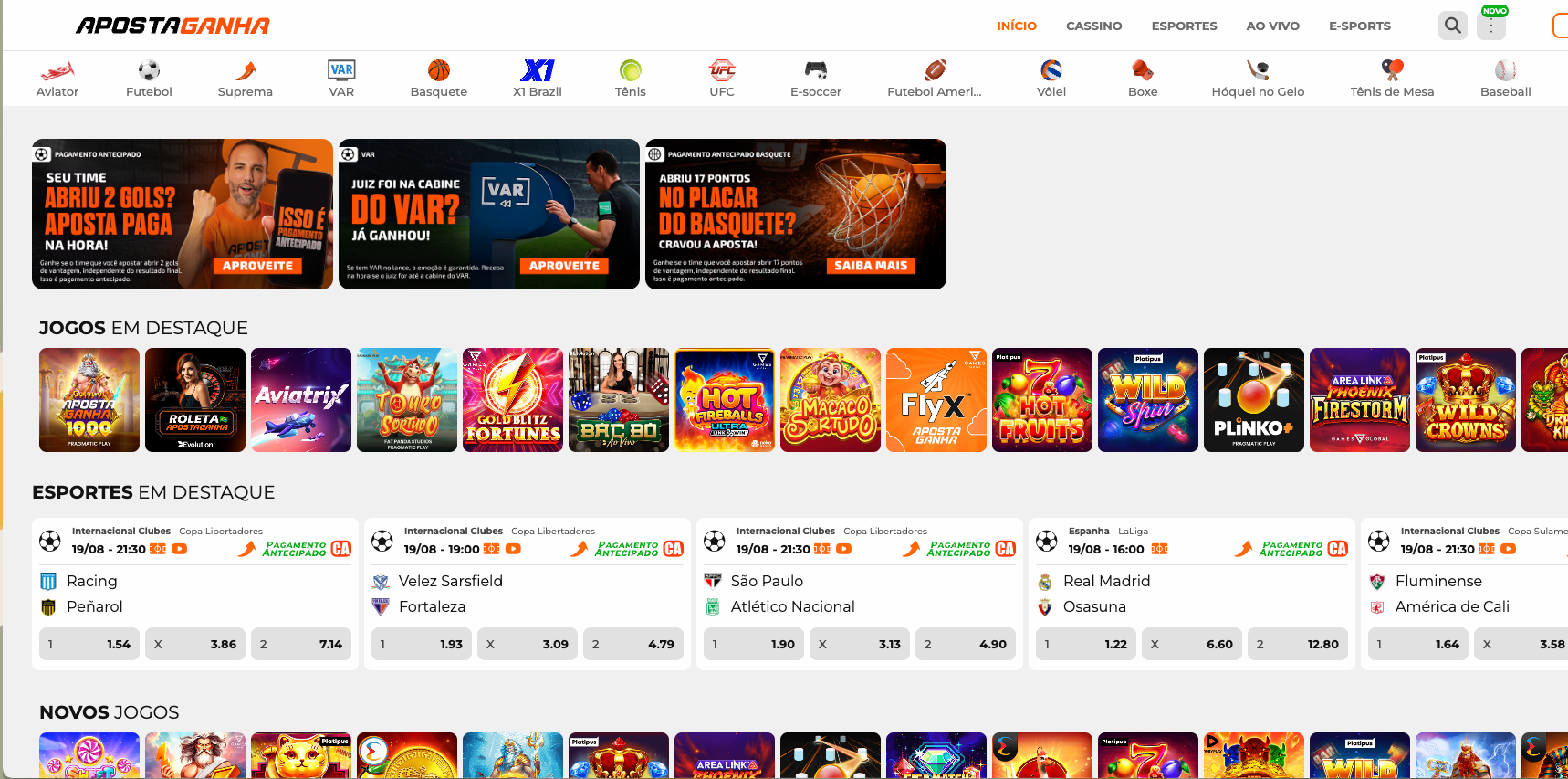 Aposta Ganha página inicial