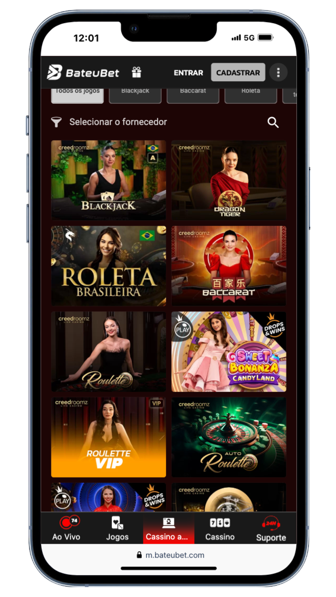 Bateubet cassino ao vivo