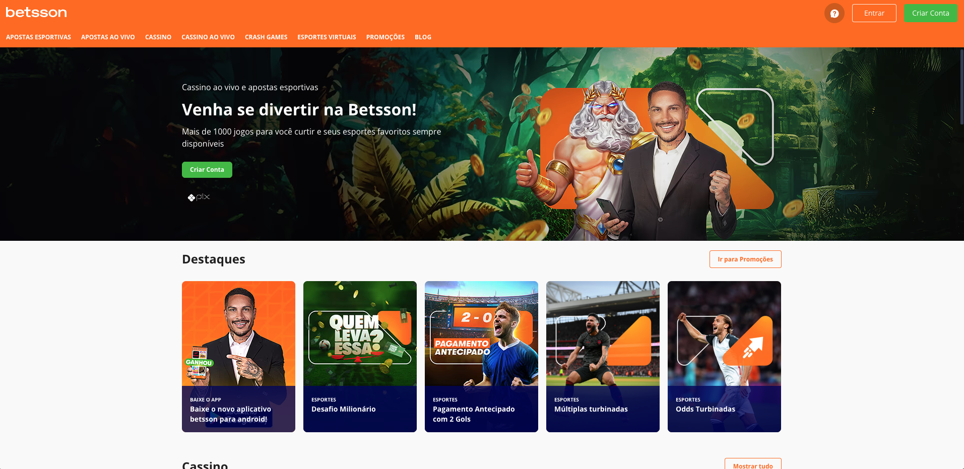 Betsson homepage