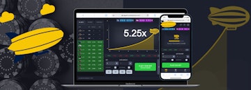 Computador e celular mostrando o jogo Zeppelin