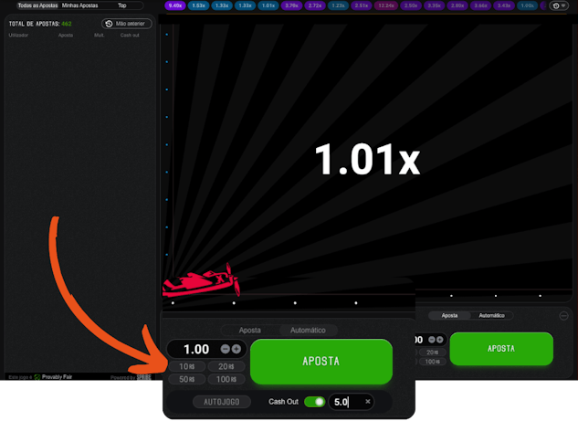Computador mostrando como fazer o auto cashout no Spaceman