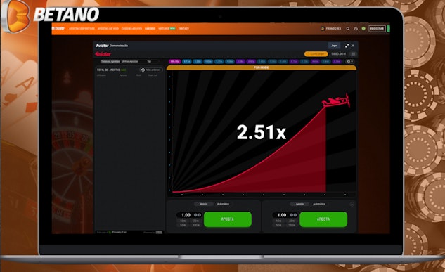 Computador mostrando o jogo de cassino Aviator Betano