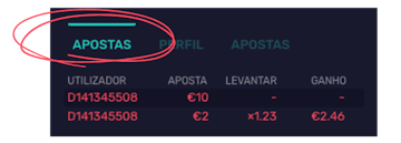 Imagem mostrando apostas ao vivo jogo Jet Lucky 2