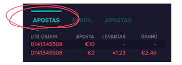 Imagem mostrando apostas ao vivo jogo Jet Lucky 2