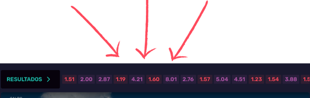 Imagem mostrando resultados no jogo Jet Lucky 2