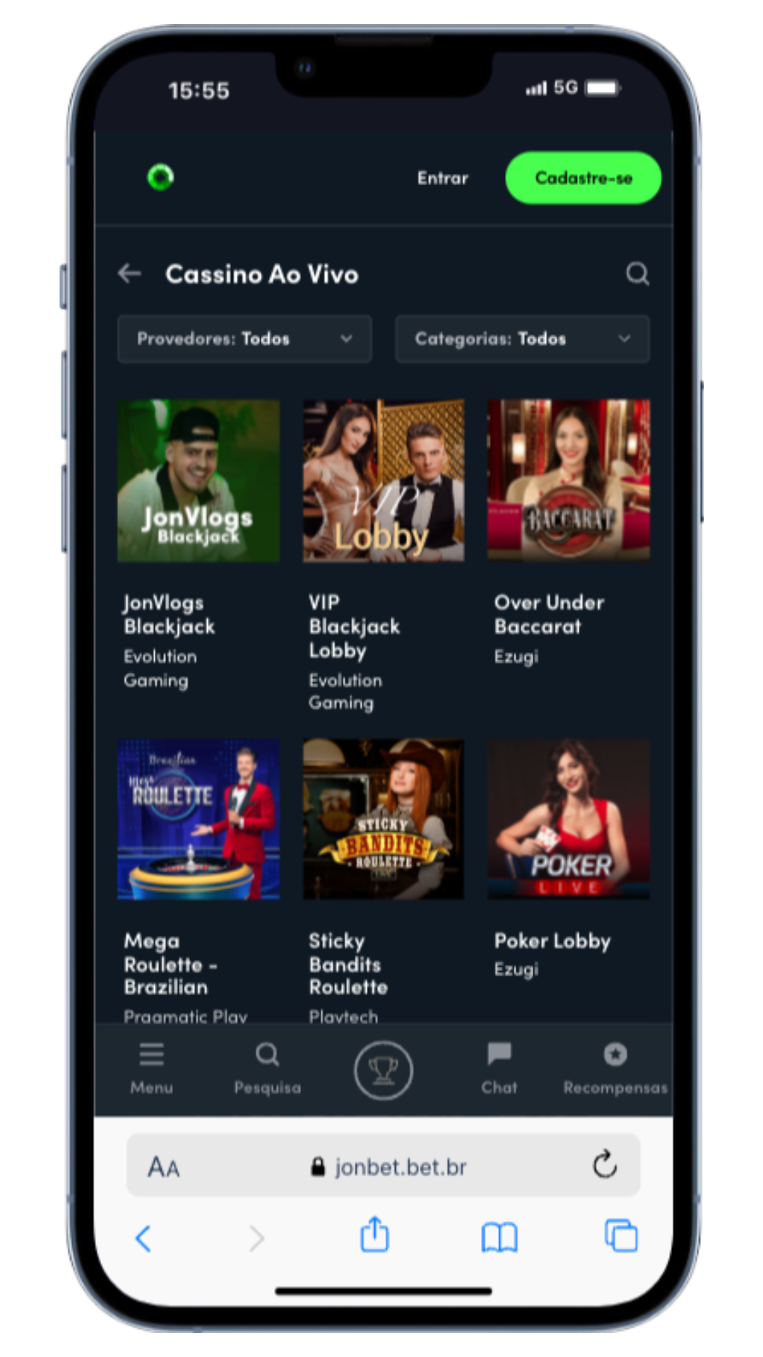 Jonbet cassino ao vivo
