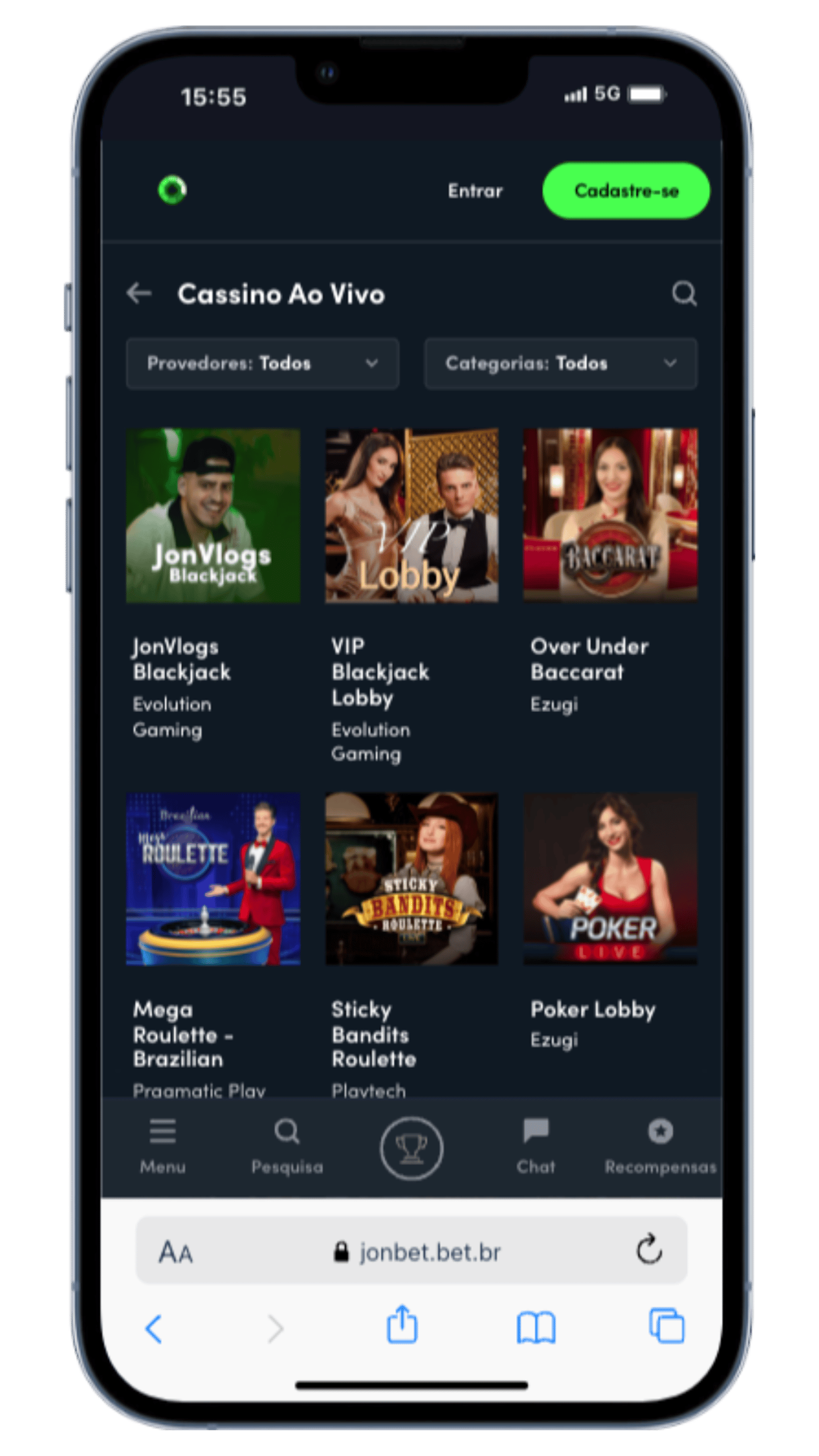 Jonbet cassino ao vivo