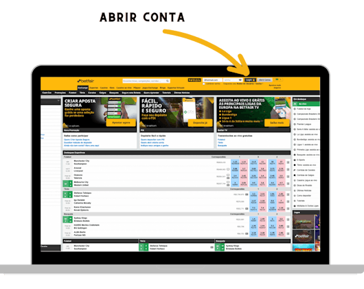Computador mostrando como se cadastrar na Betfair.