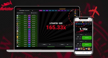 Mockup de um celular e computador no jogo Crash Aviator