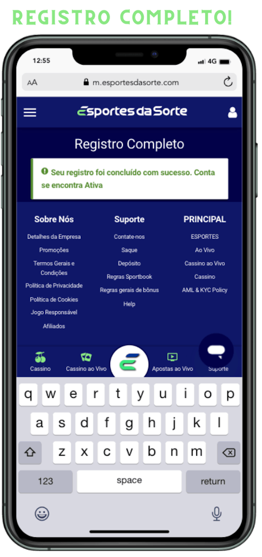 Esportes da Sorte app: bônus de cadastro na palma da mão