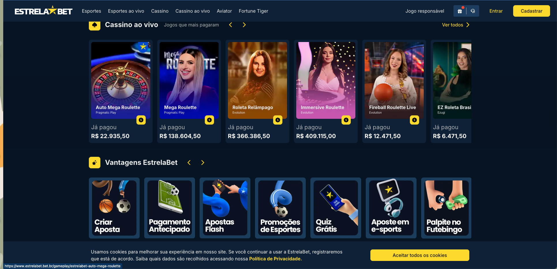 Página inicial Estrelabet