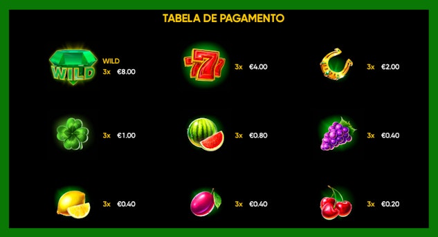 Tabela de pagamento green slot