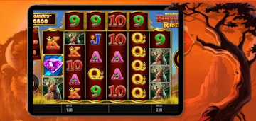 Tablet no jogo buffalo Rising Megaways